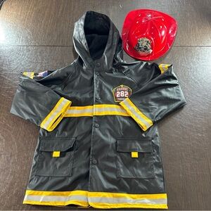 Western Chief Black Kids Firefighter Jacket with Red Helmet Sz 6